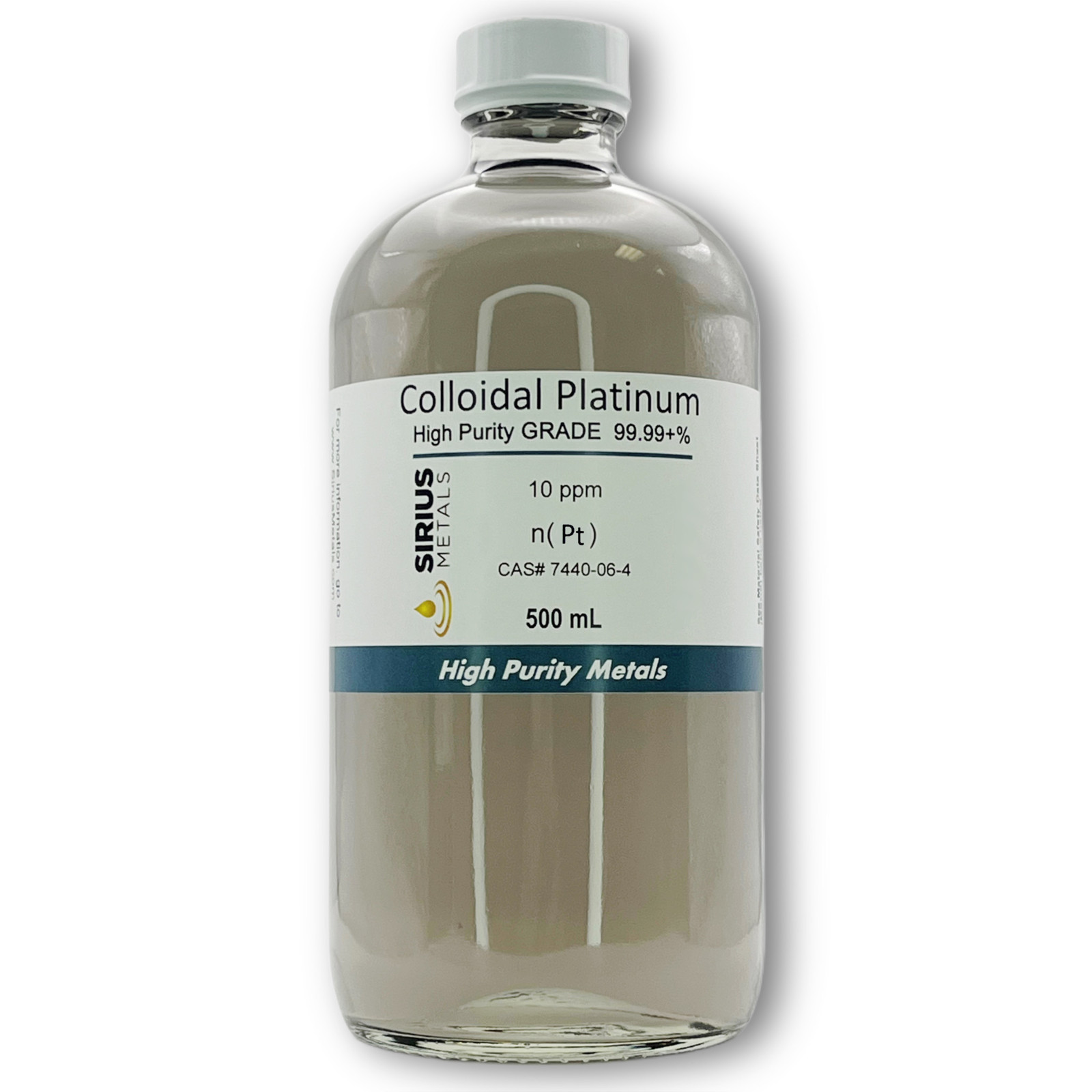 True Colloidal Platinum NanoParticles (PtNPs): 10 ppm – 500 mL in Glass