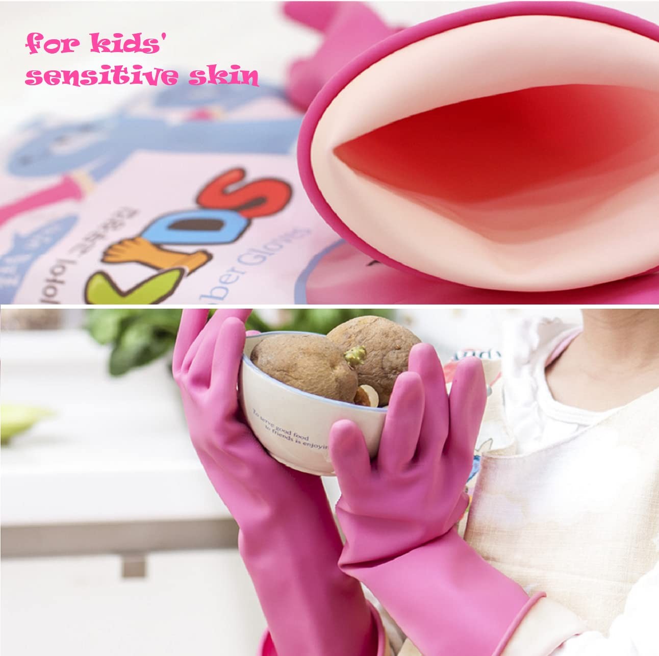 (2 Pairs) Kids, Children Reusable Multipurpose Waterproof Hand Protection Rub…