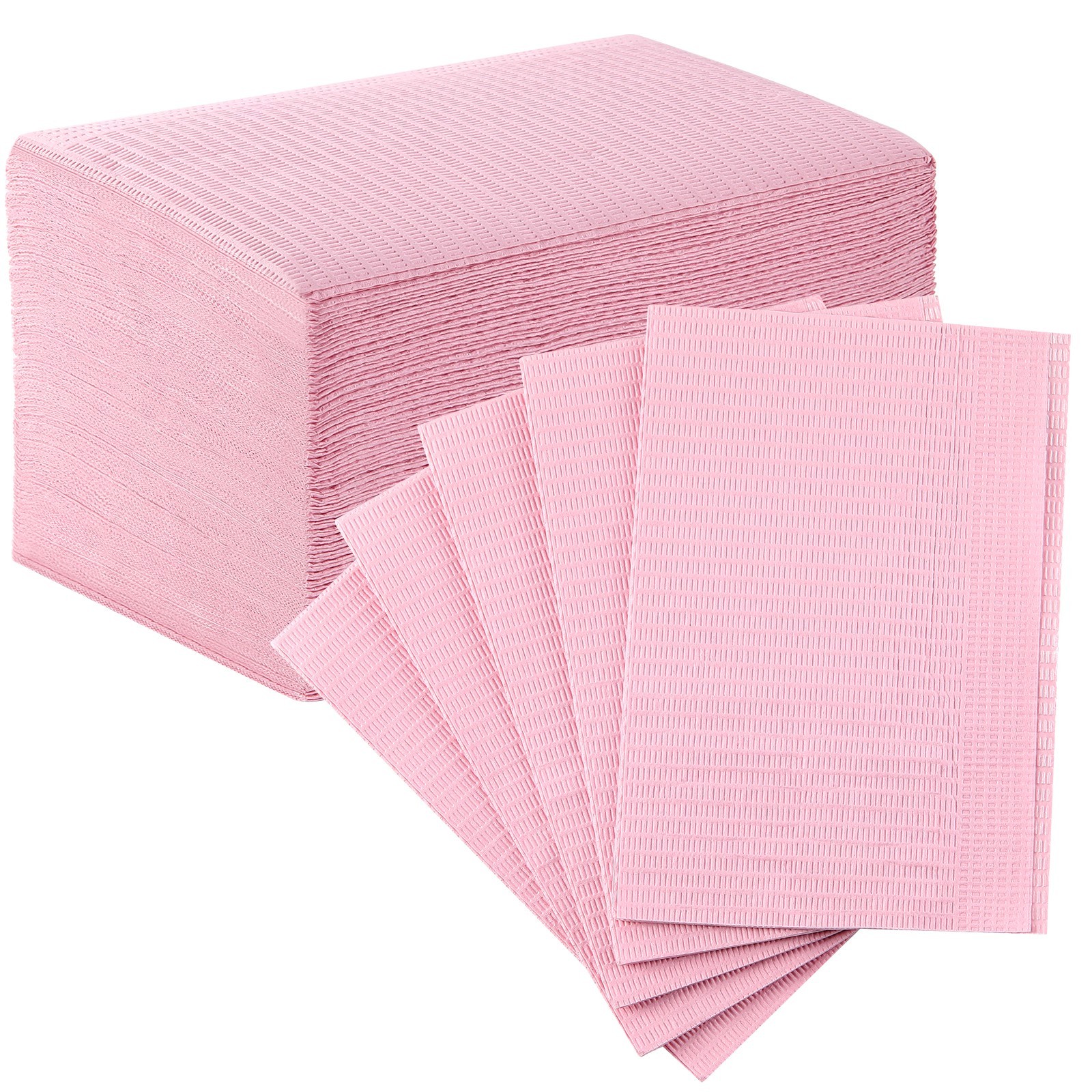 200Pcs Dental Patient Bibs 3-Ply Disposable Waterproof Tattoo Bibs 13″x18″ Pink