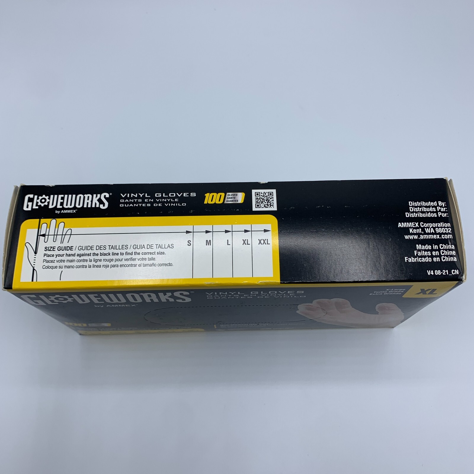 Gloveworks Clear Vinyl Industrial Gloves Box of 100 pcs Size XL 3 Mil Disposable