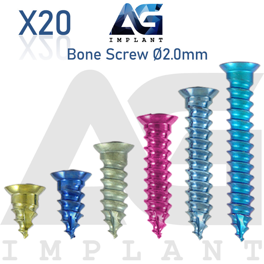 20 Titanium Screw Ø2.0mm Guided Regeneration GBR Dental Membrane Fix System