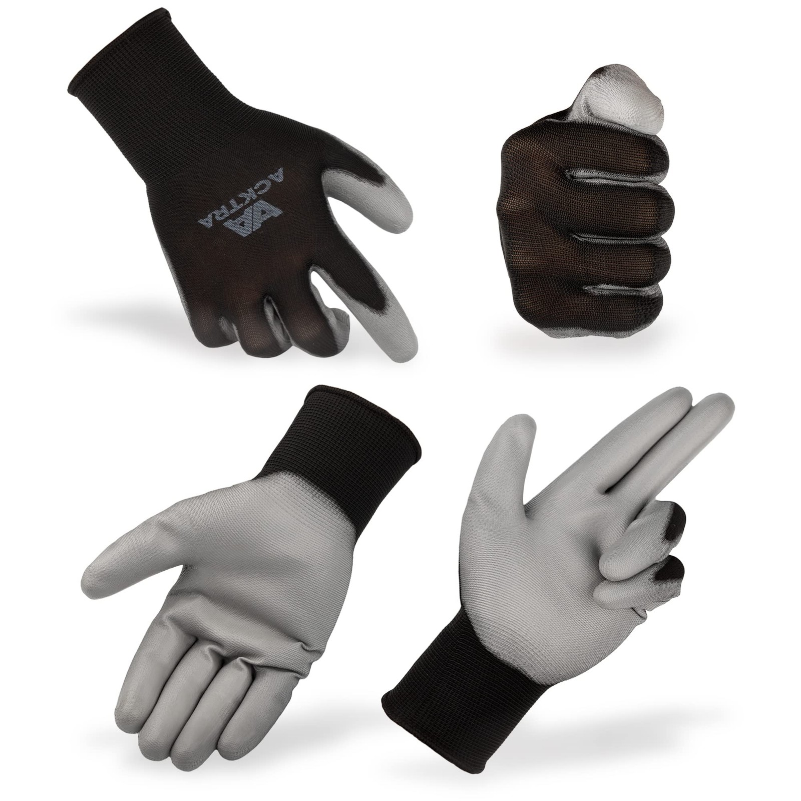 Ultra-Thin Polyurethane (PU) Coated Nylon Safety WORK GLOVES 12 Pairs, Knit Wris