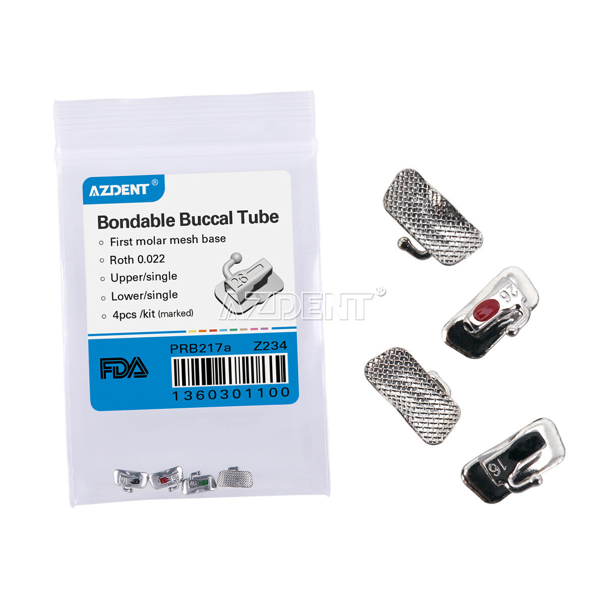 4pcs AZDENT Tubos bucales Single ortodoncia dental Roth 022 1st Molar Bondable