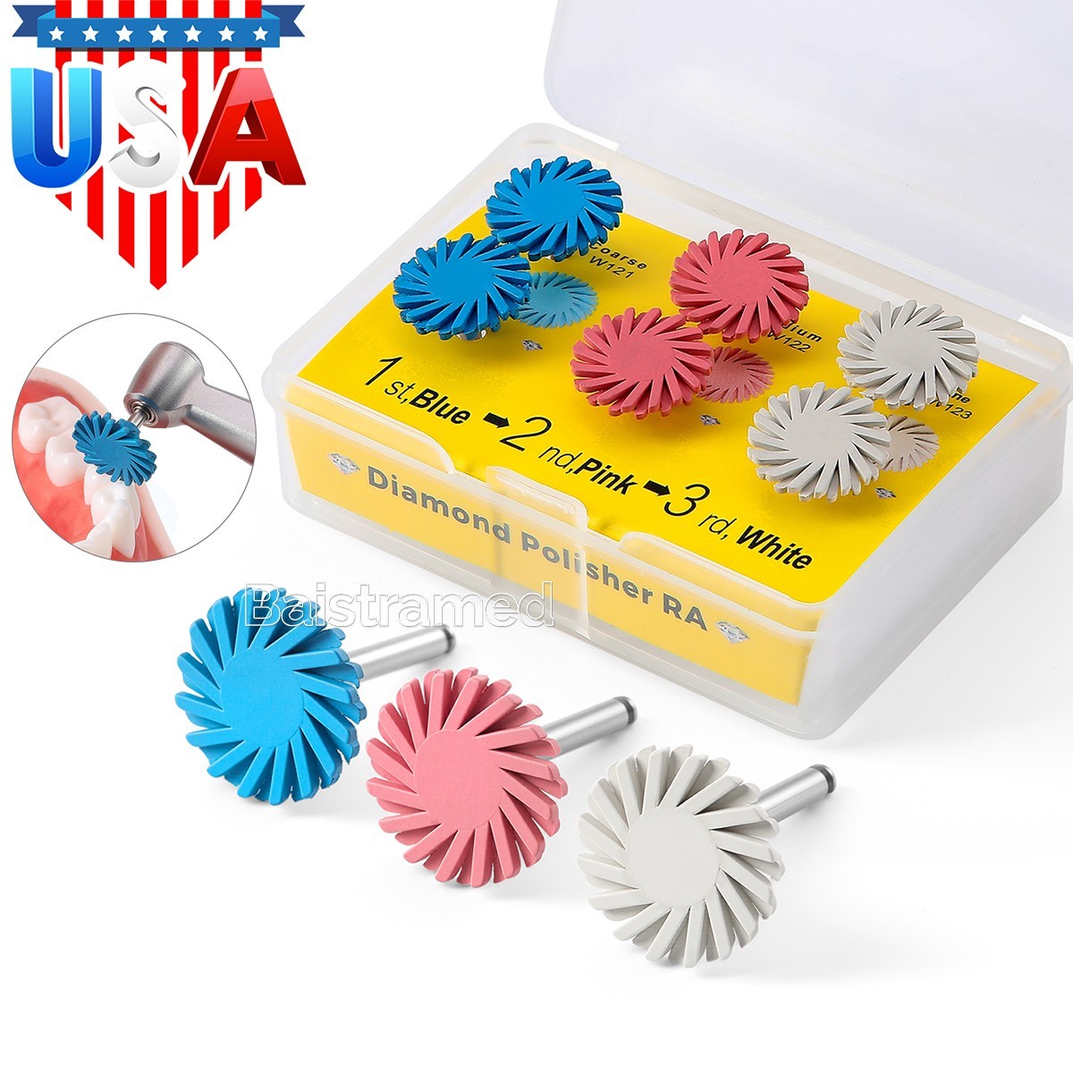 6Pcs Dental Polish Kit Composite Resin Polishing Disc Spiral Polish Wheel