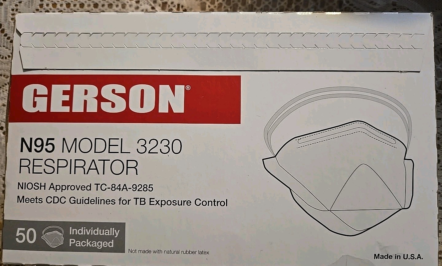 FDA Cleared Sugical N95 Pouch Respirator (3230+), NIOSH-Approved, Made in U.S…