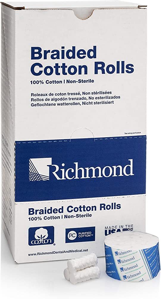 Richmond Dental 200204 Cotton Rolls Braided 1.5″x3/8″ Medium Non-Sterile 2000/Pk