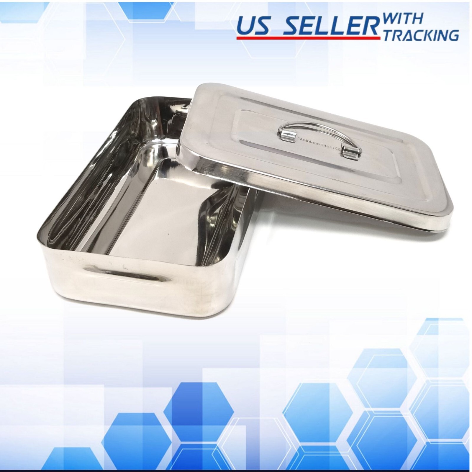 Stainless Steel Medical Dental Cotton Box Alcohol Disinfection Container 8″x5″x2