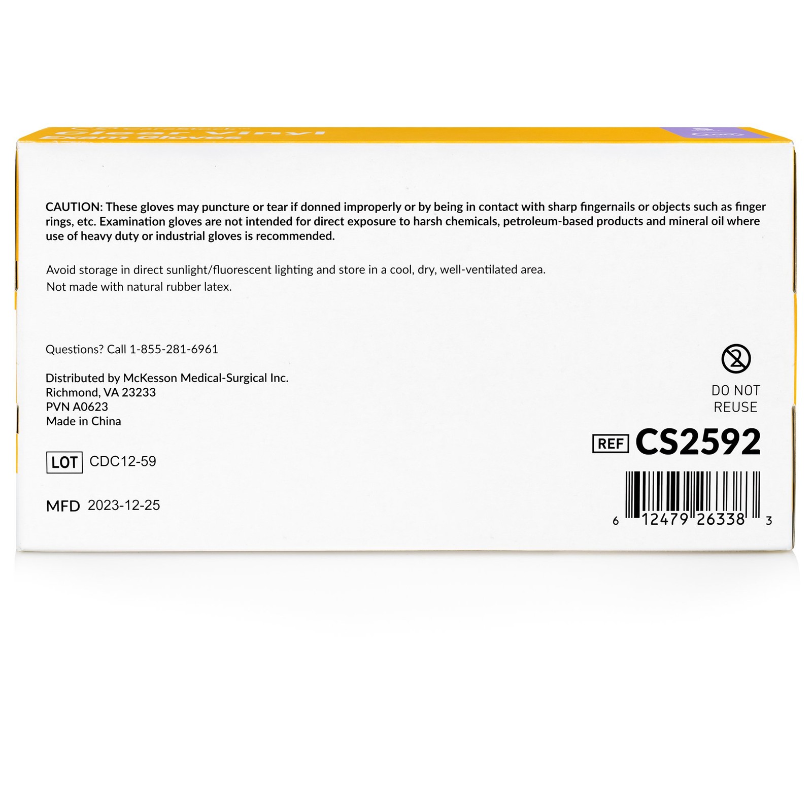CareStock Vinyl Exam Glove Standard Cuff Length SMALL CS2592 1000 per Case