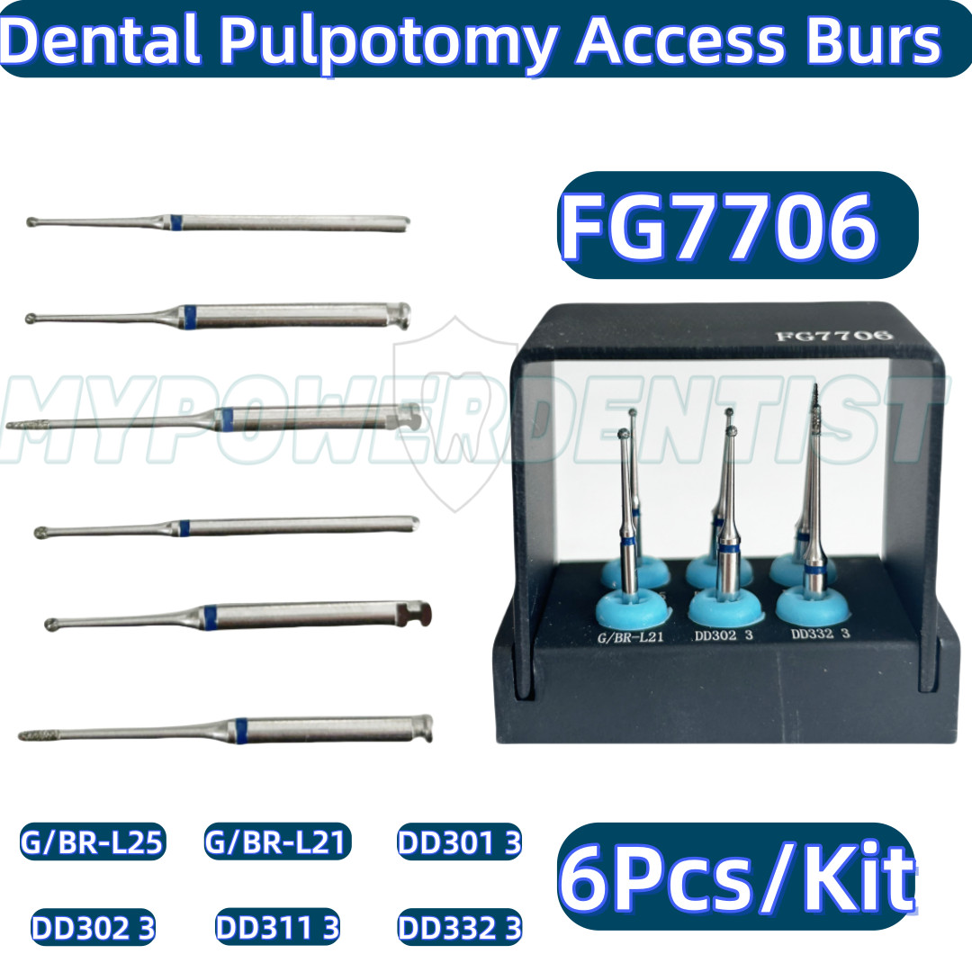 FG77006 Dental Pulpotomy Access Open Pulp Cavity Burs Less Invasive 6Pcs/Kit
