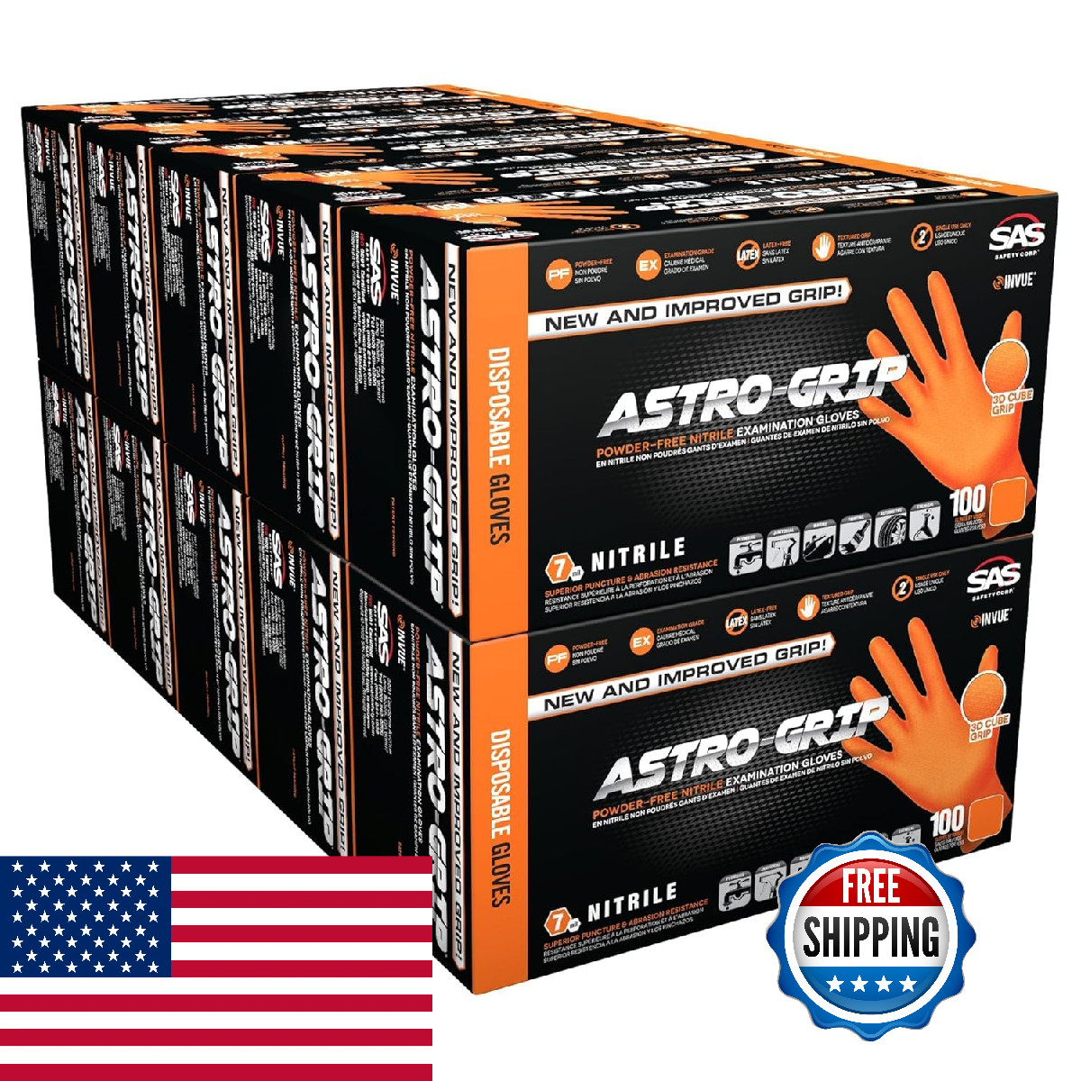 Sas Safety 66575 Nitrile Astro Grip Powder-Free Disposable Glove Xx-Large Pack