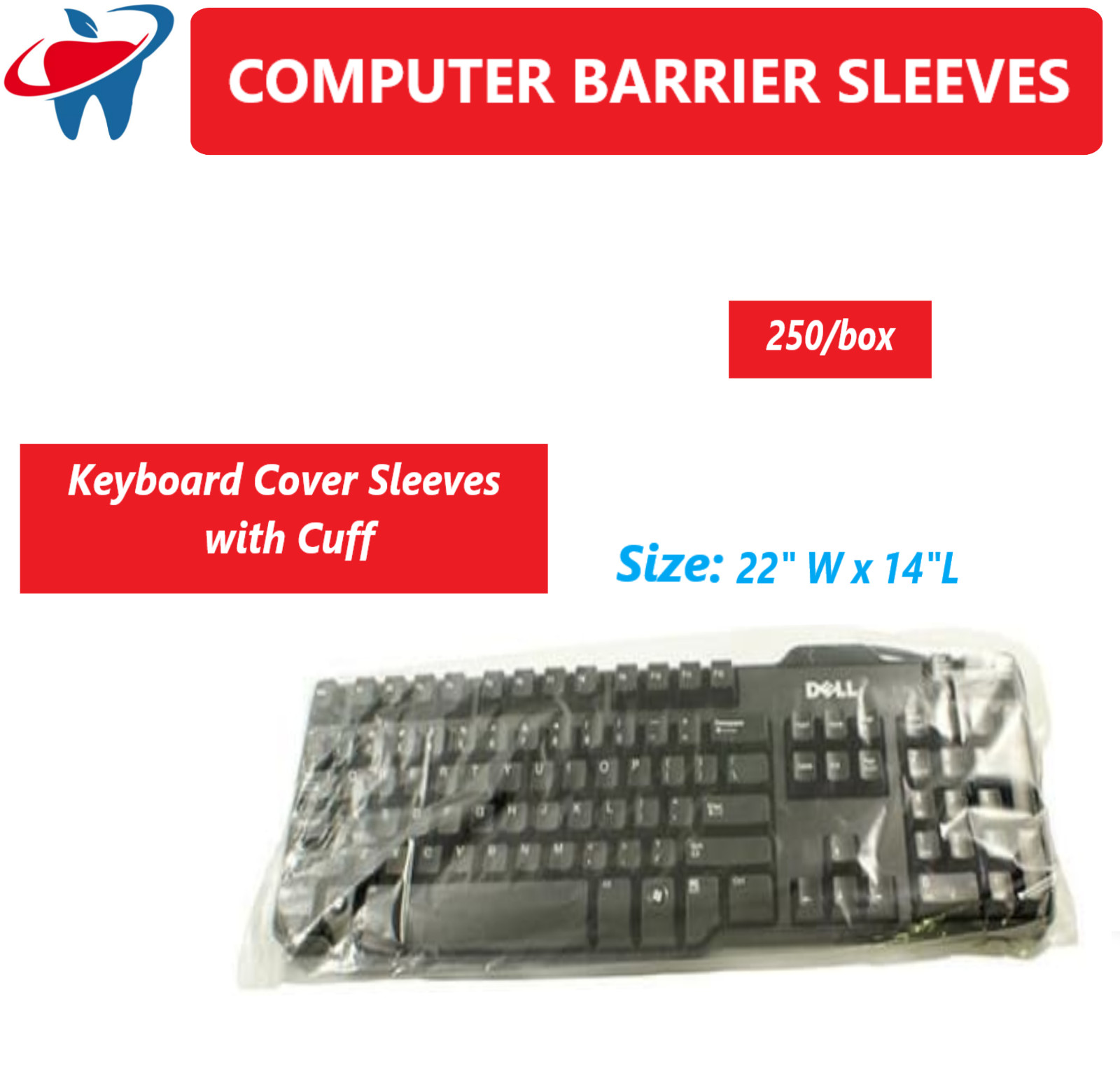 Dental Barrier Keyboard Cover Sleeves with Cuff Large/ Small Mouse Cover 250/Box