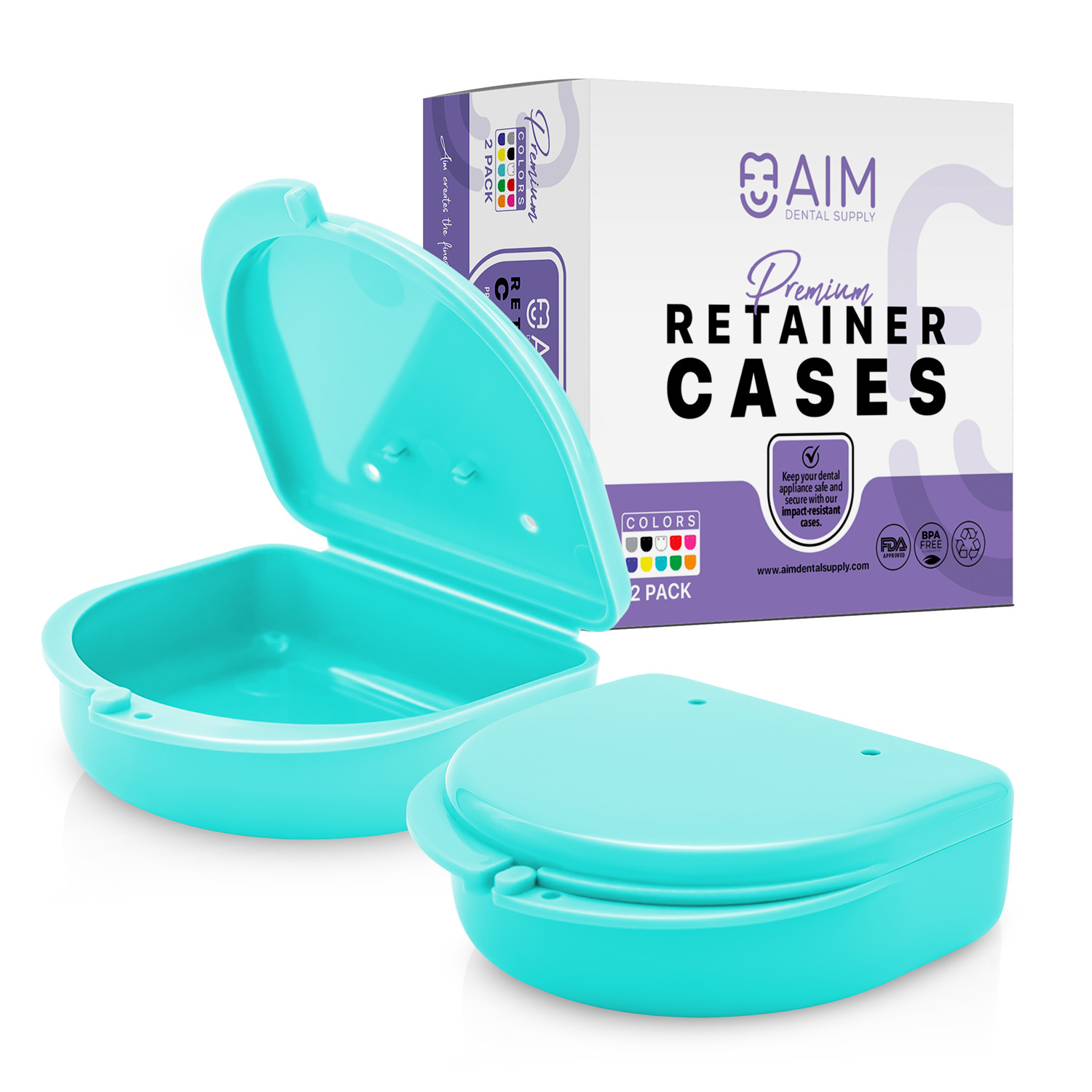 2PK Retainer Case, Denture Storage Box, Mouthguard Container,Dental Aligner Case