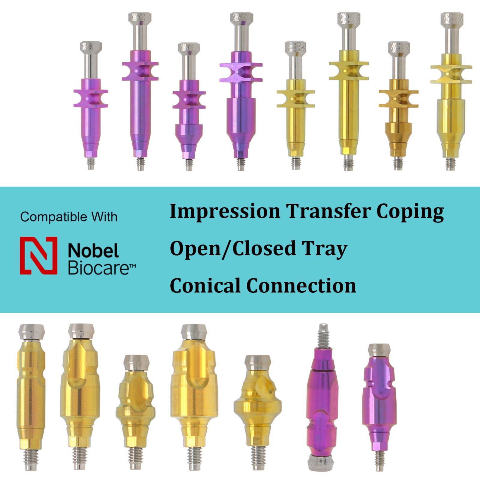 US Open/Closed Tray Impression Transfer Coping Conical Connection For Nobel