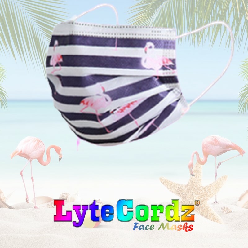 Face Mask Flamingos and Palm Trees Patterns Disposable Surgical 3 Ply