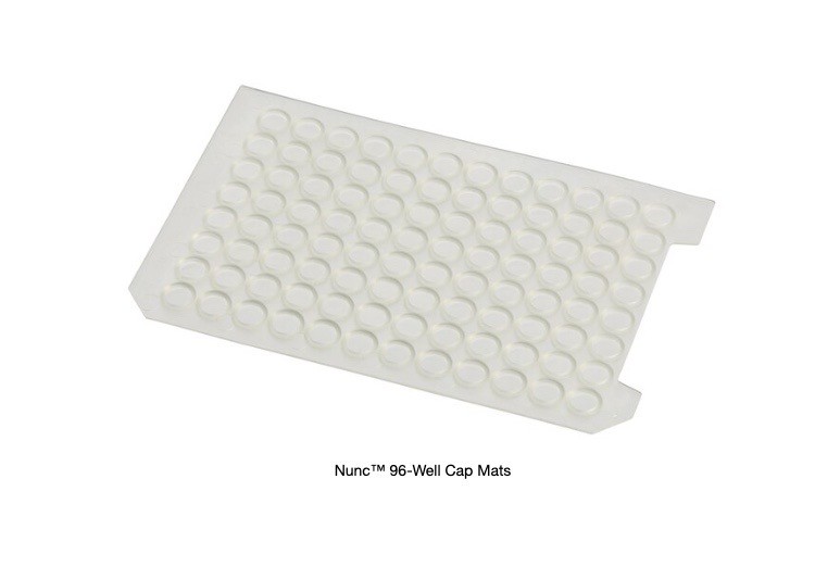 (50/Pk) THERMO Nunc TPE Natural 96-Well Round Well Cap Mats Pierceable 276000