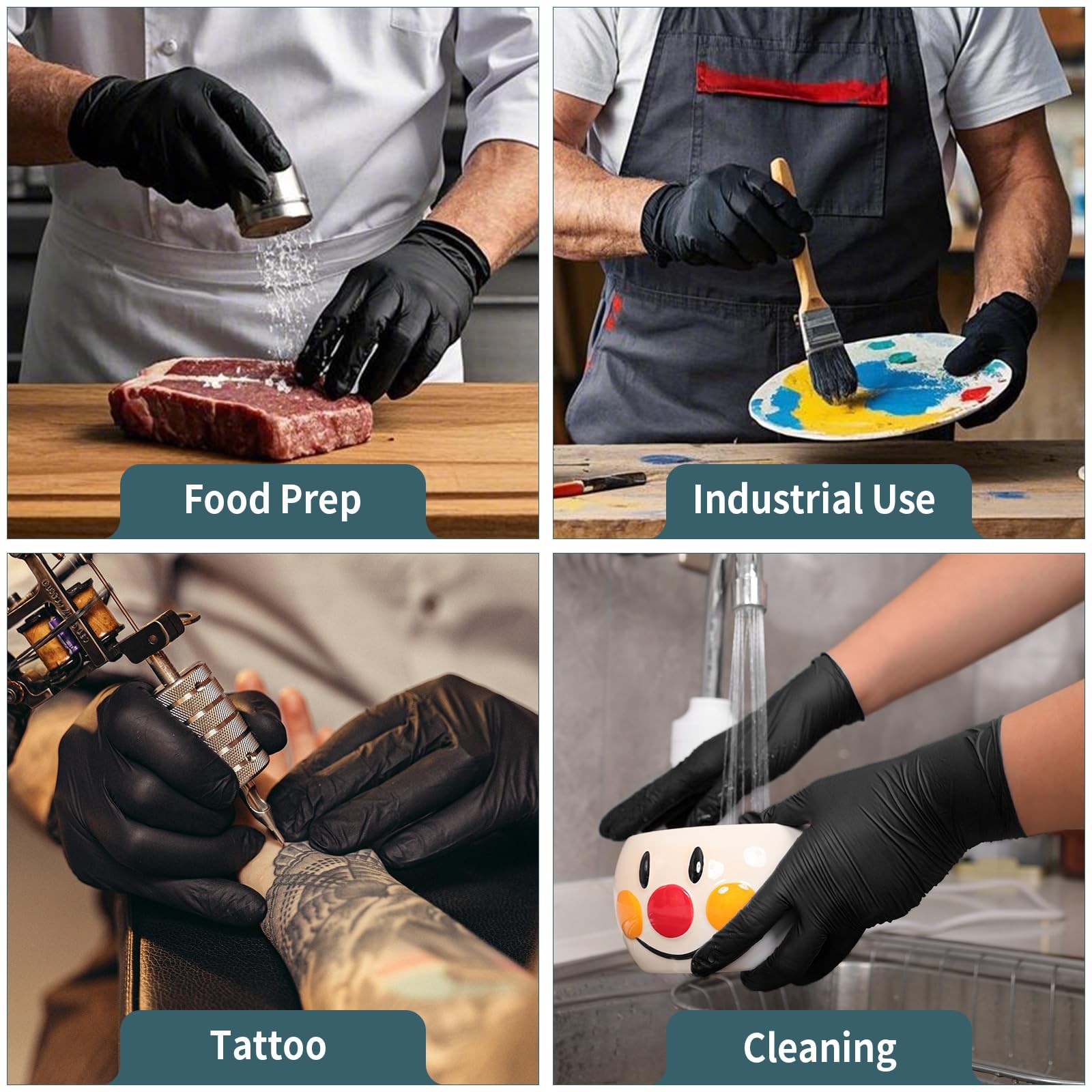 Finitex Black Nitrile Disposable Medical Exam Gloves 5 Mil Powder-Free