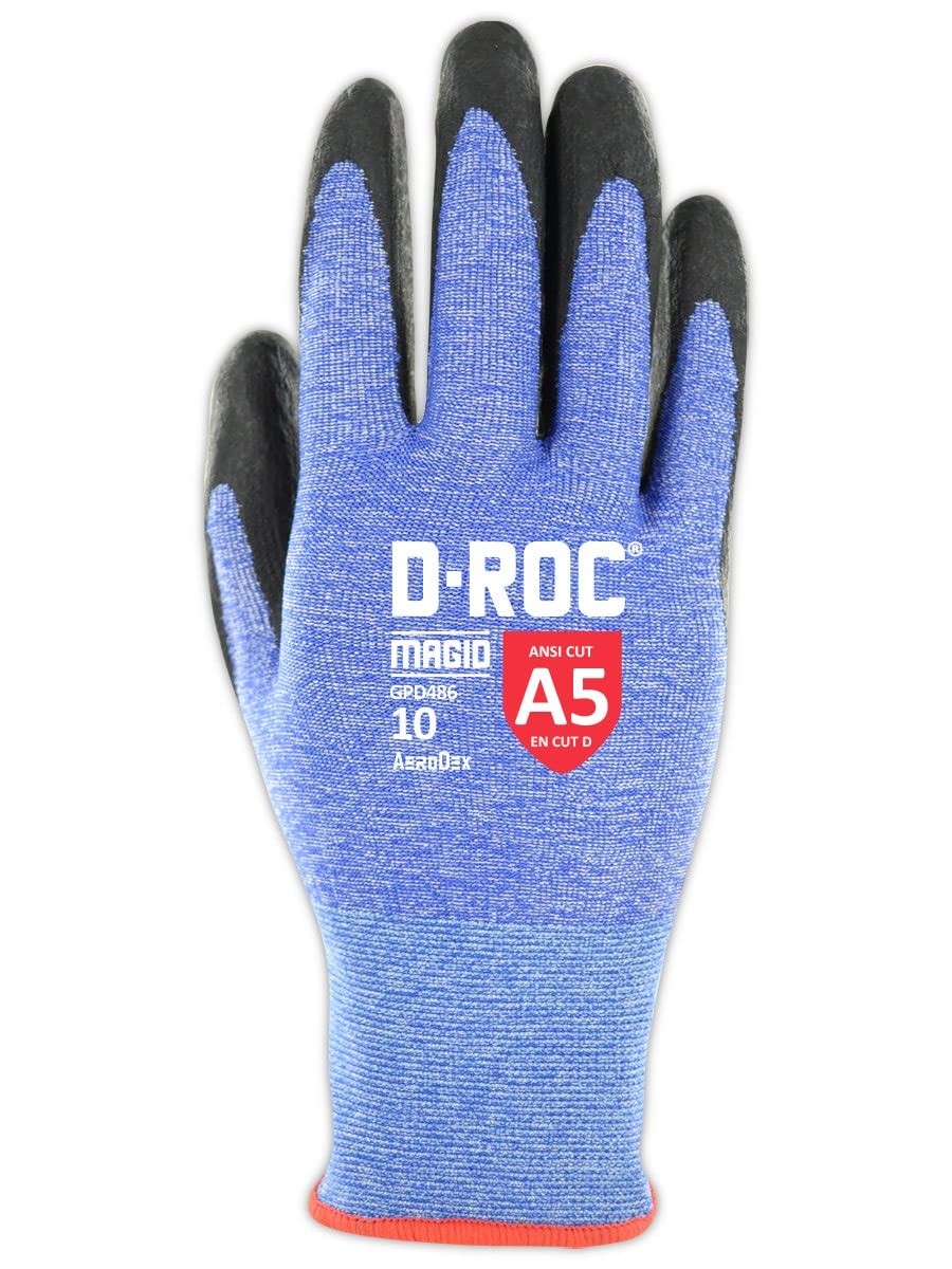 Magid Ansi A5 D-Roc Aerodex 18-Gauge Work Gloves 12 Pairs Foam Nitrile Coated