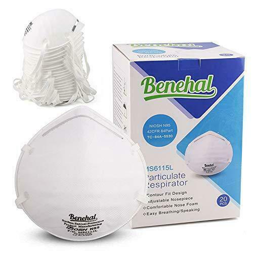 Benehal N95+ NIOSH Approved N95 Particulate Respirator Mask Pack of 20 NEW!!