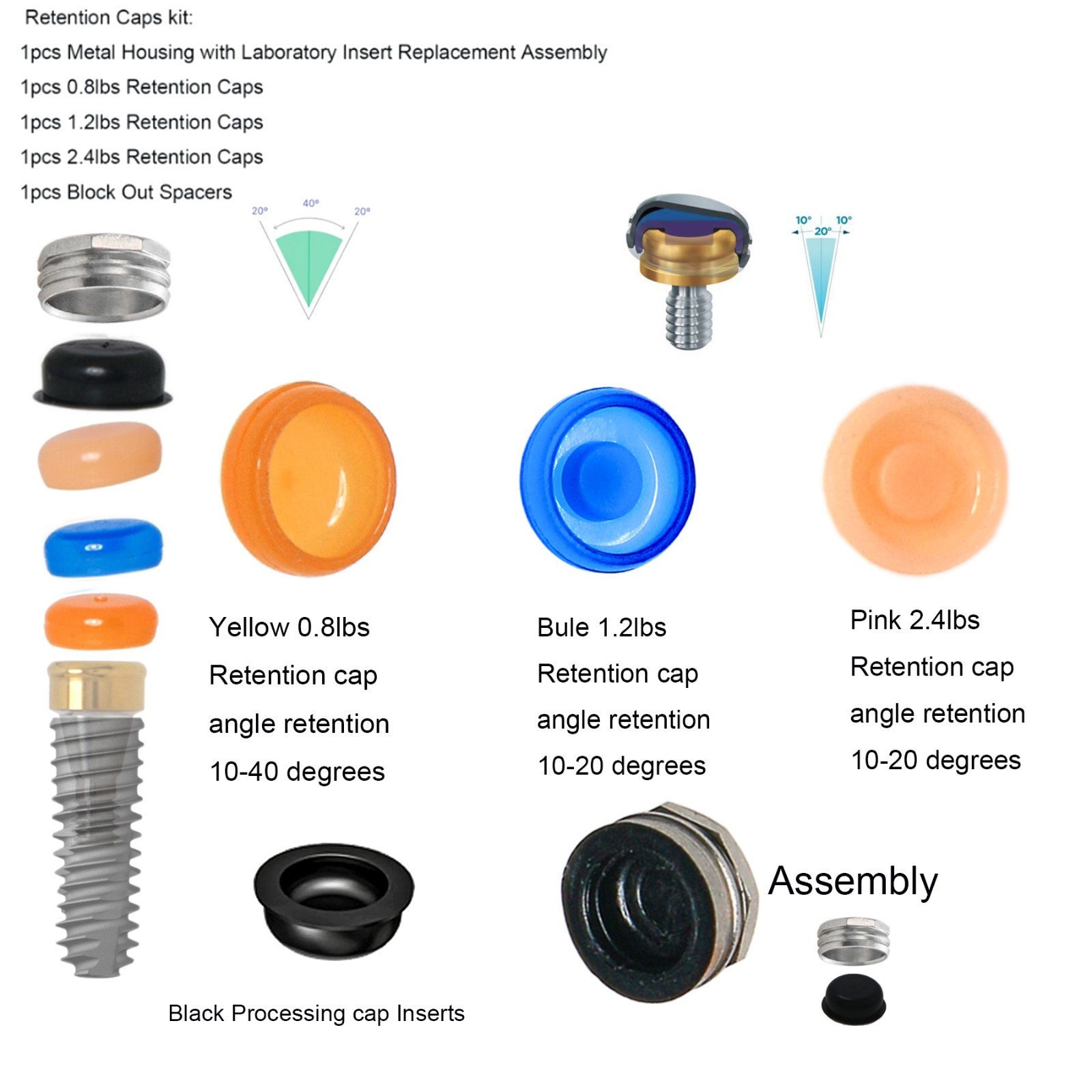 Dental Titanium Abutment Male Cap Inserts Fits Major ZEST locator Implant System