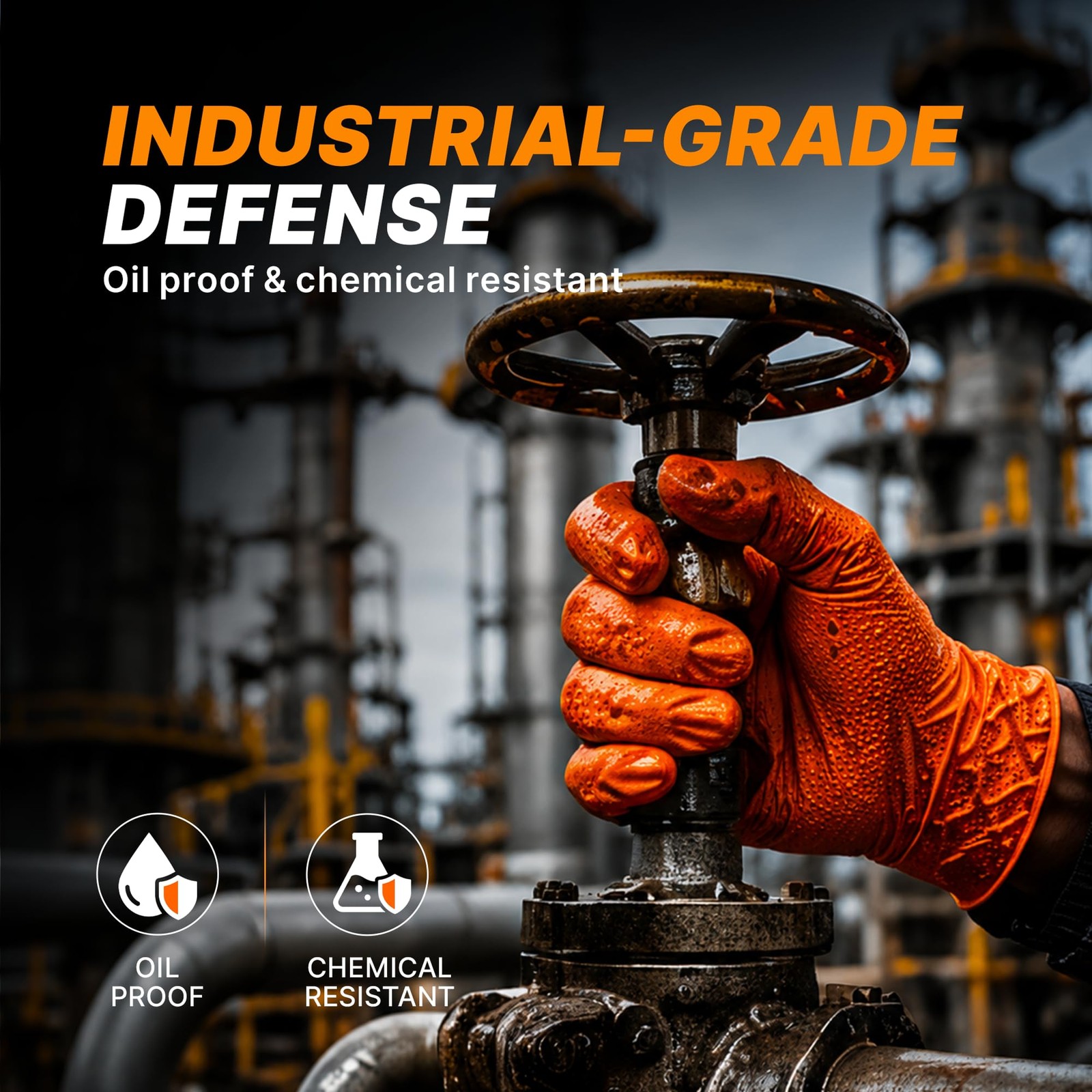 Heavy Duty Industrial Orange Nitrile Gloves, 8mil, Gloves Disposable Latex Fr…