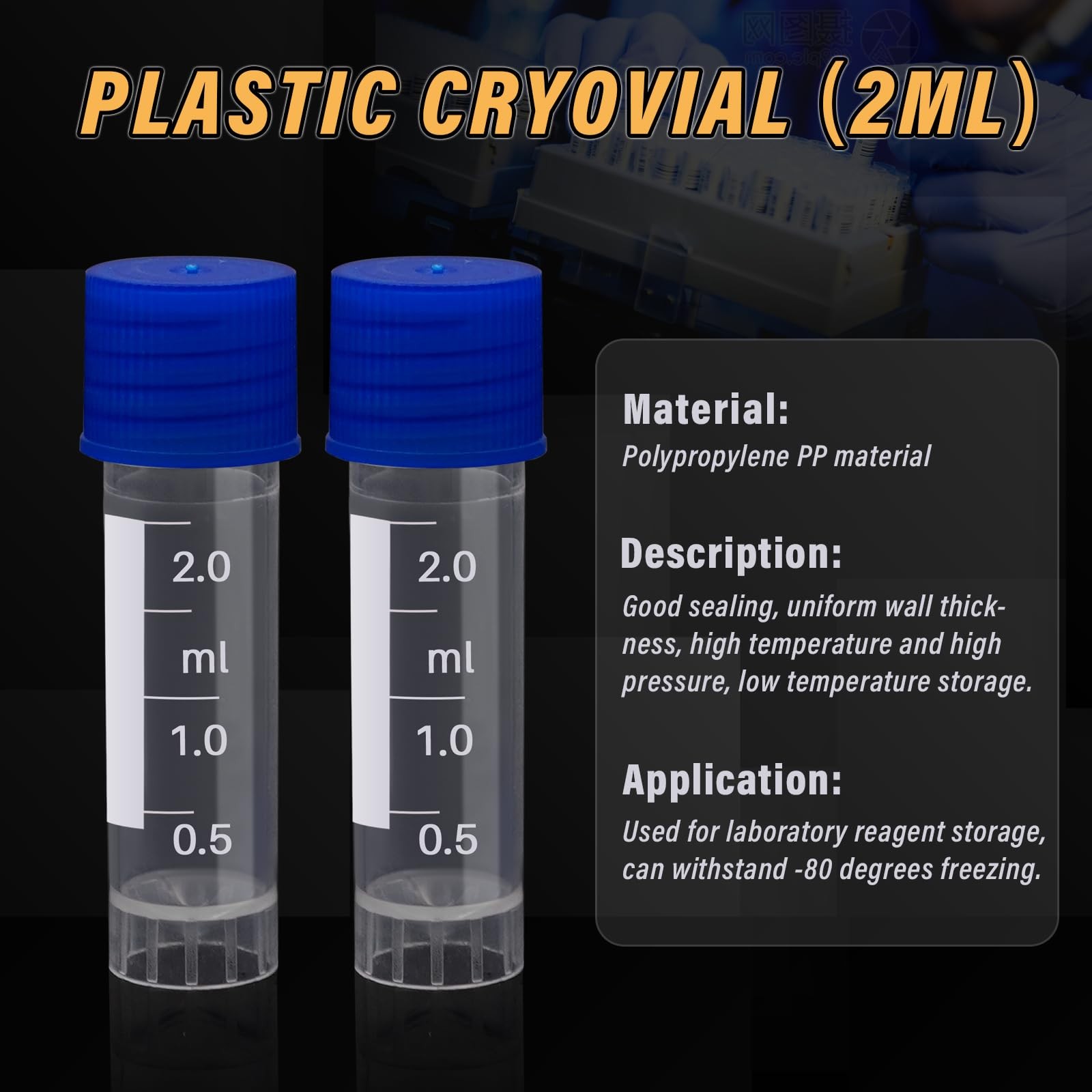 100 Pcs 2ml Small Vials with Screw Caps Centrifuge Tubes Plastic Sample Tubes…