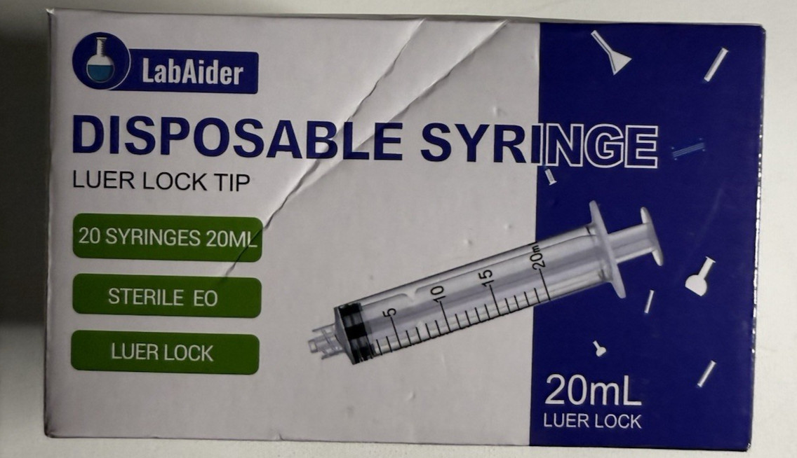Labaider Disposable Sterile EO Syringe Luer Lock Tip 20ml