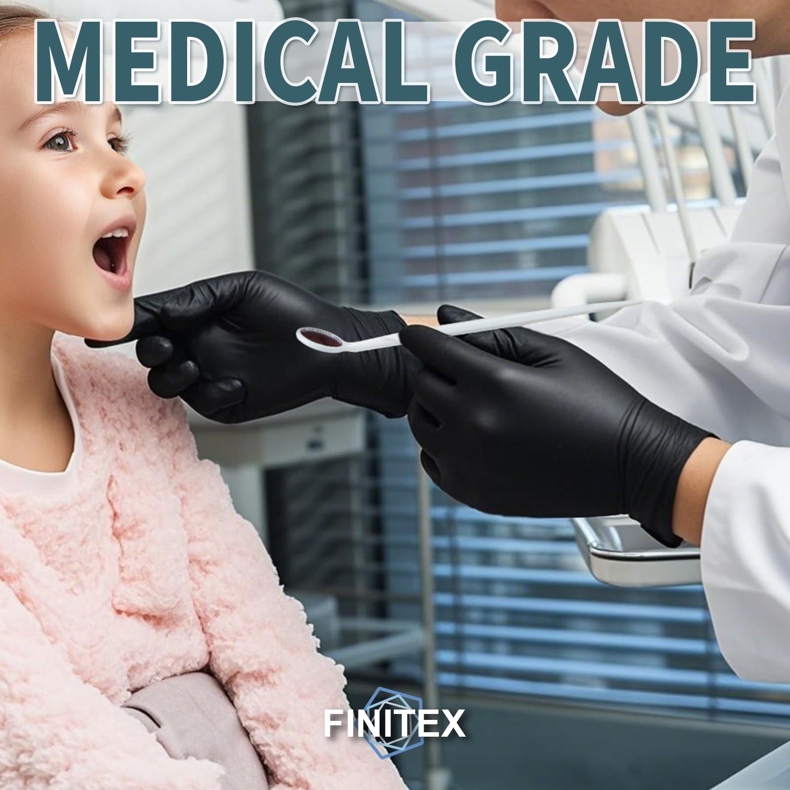 Finitex Black Nitrile Disposable Medical Exam Gloves 5 Mil Powder-Free