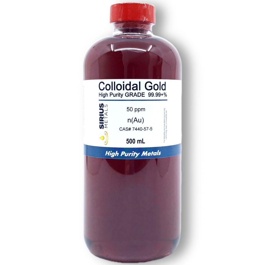 True Colloidal Gold NanoParticles (AuNPs): 50 ppm – 500 mL in Plastic