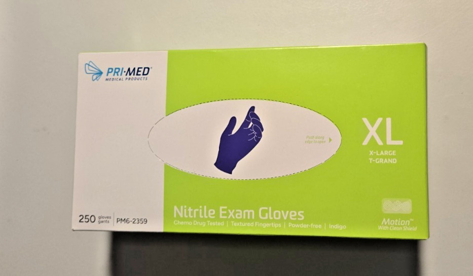 PRI-MED Medical Nitrile Exam Gloves X-Large Exp 10/2030