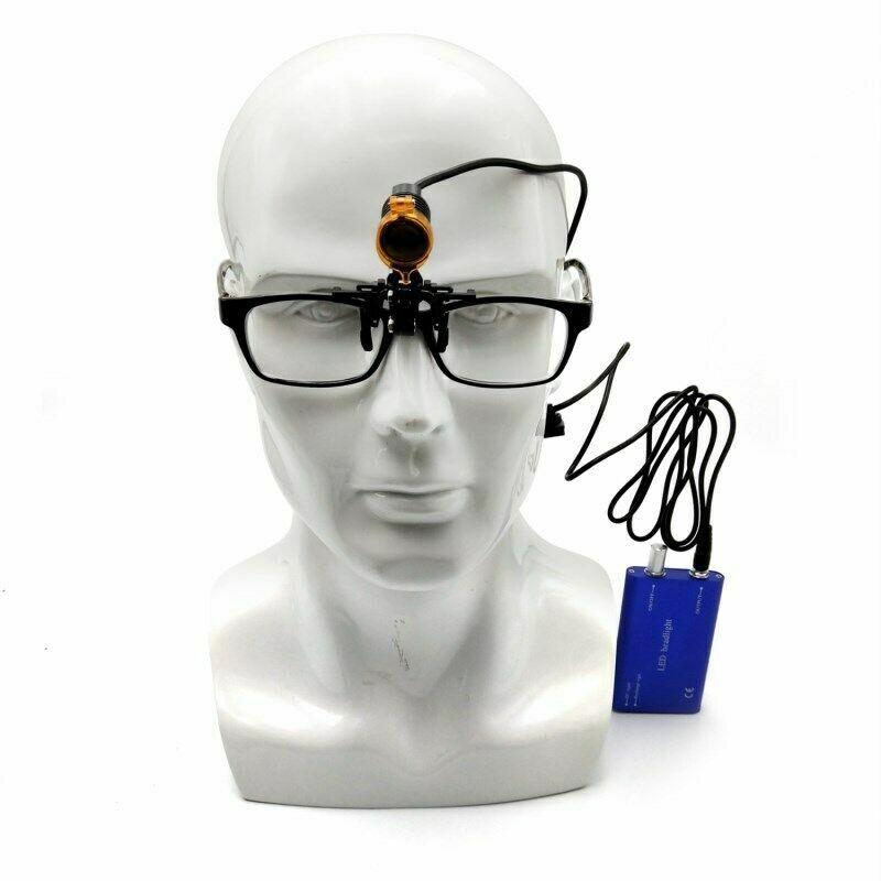US STOCK 3W Dental Medical LED Head Light w/ Filter Metal Clip-on Head Ligh Blue