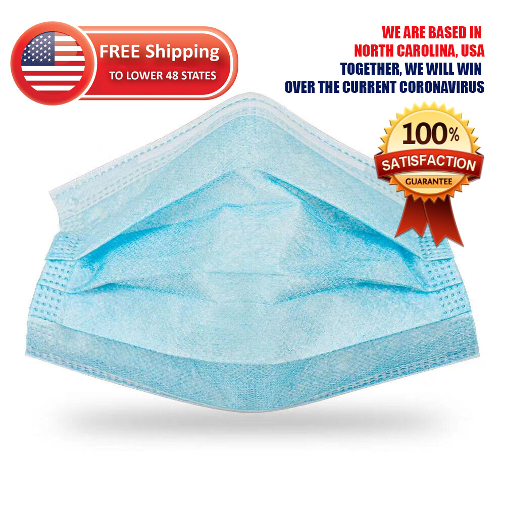 50 Pcs Face Mask Non Medical Surgical Dental Disposable 3ply Earloop Mouth Cover
