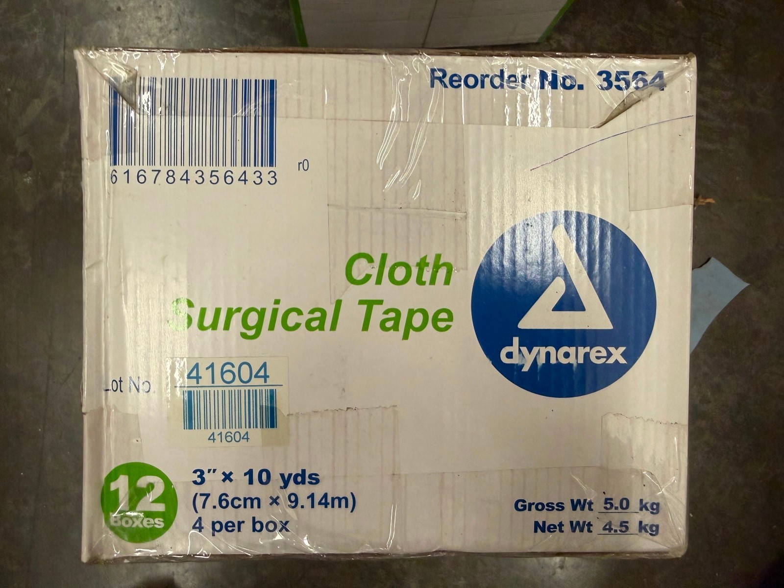 LOT (12) Dynarex 3564 Cloth Surgical Tape 3″ x 10 yds 48 Rolls Total