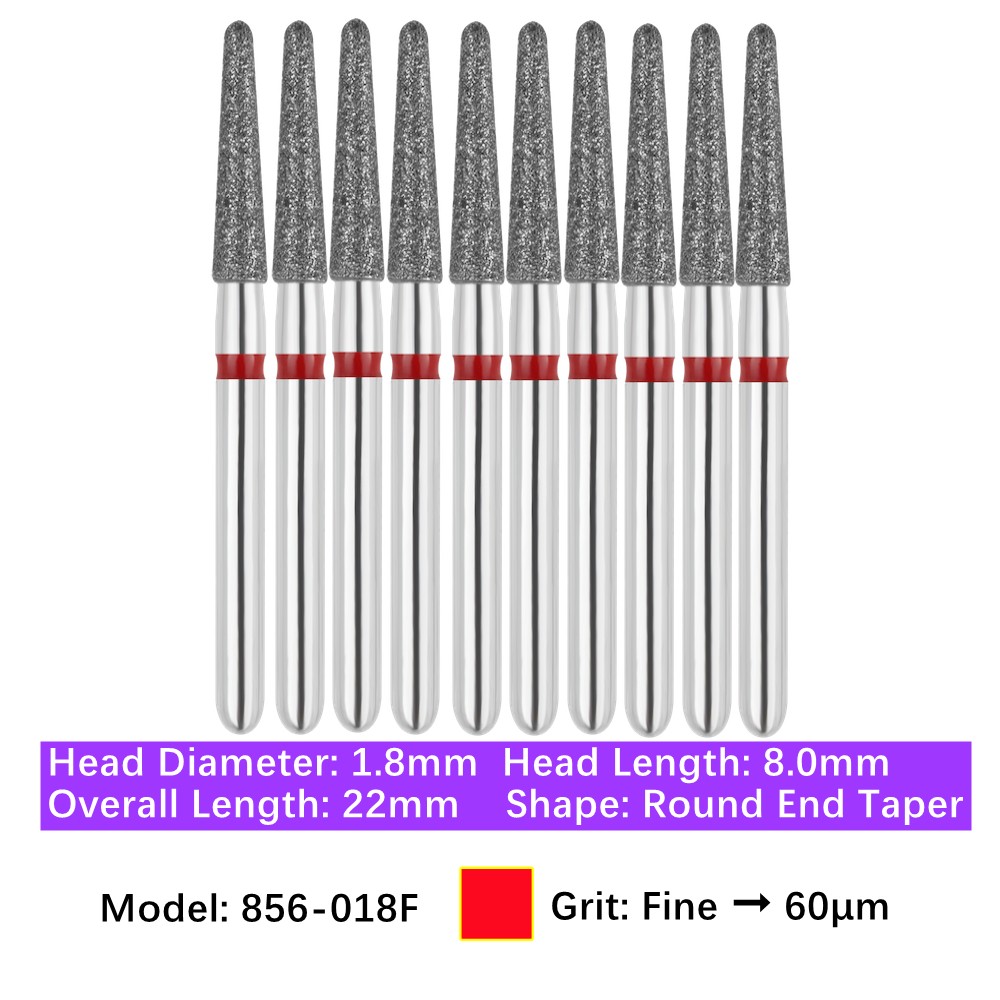 10/pk Vakker Dental Round End Taper FG Diamond Bur 856-018F Fine for Handpiece