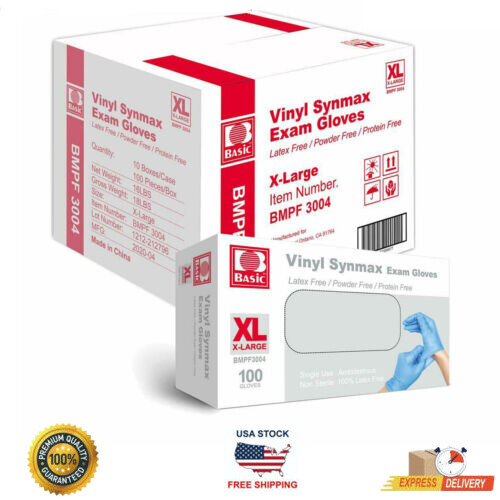 Basic Blue Vinyl Synmax Exam Gloves S/M/L/XL-SIZE