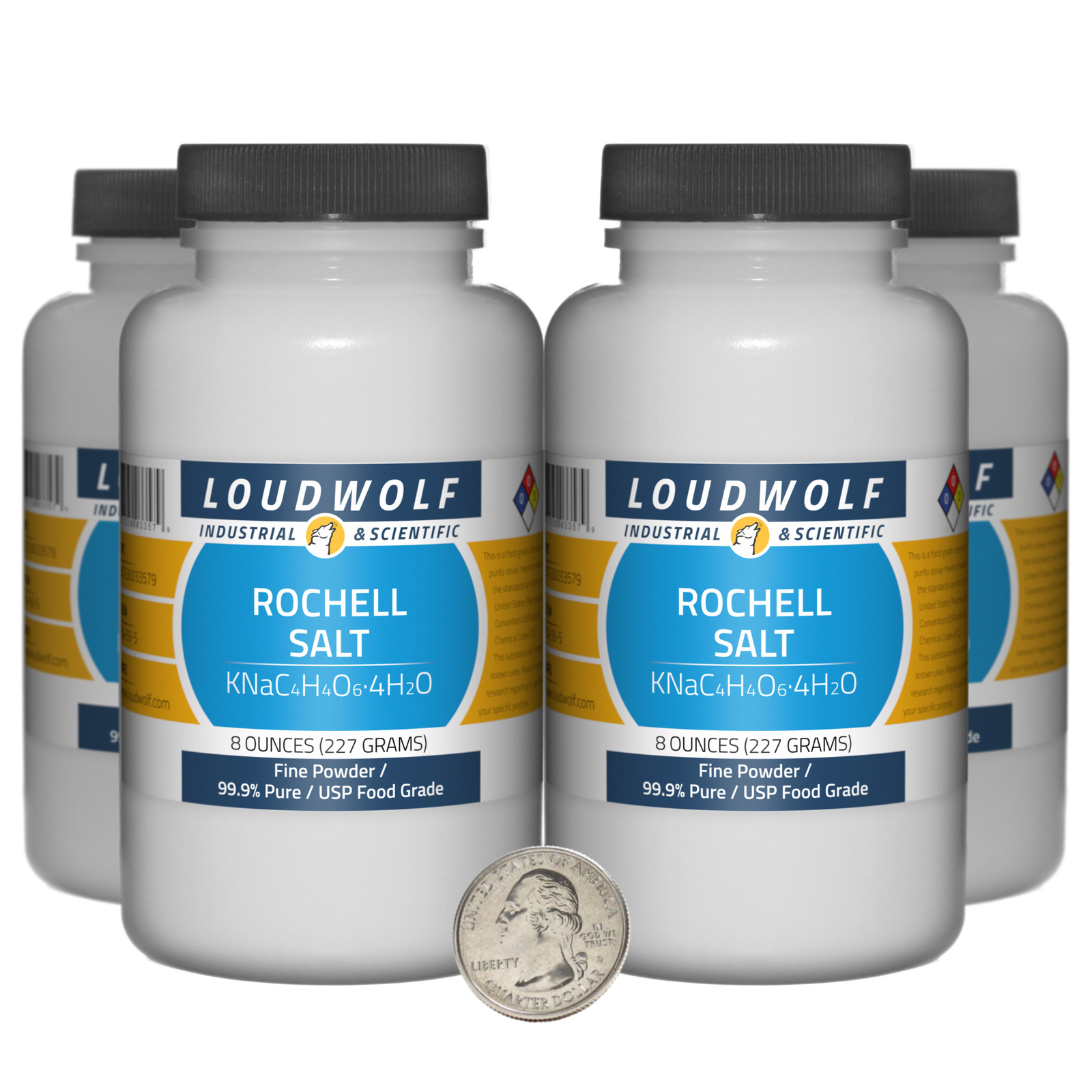 Rochelle Salt / 2 Pounds / 4 Bottles / 99.9% Pure USP Food Grade / Fine Powder
