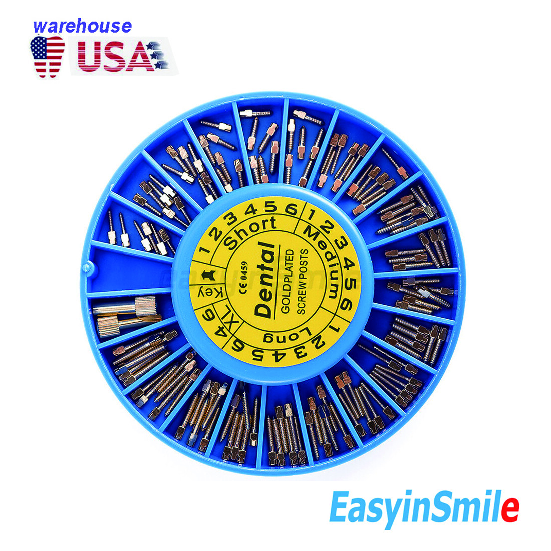 120pcs Dental Screw Post Gold Plated S -XL Size Completed Kit Refill Easyinsmile