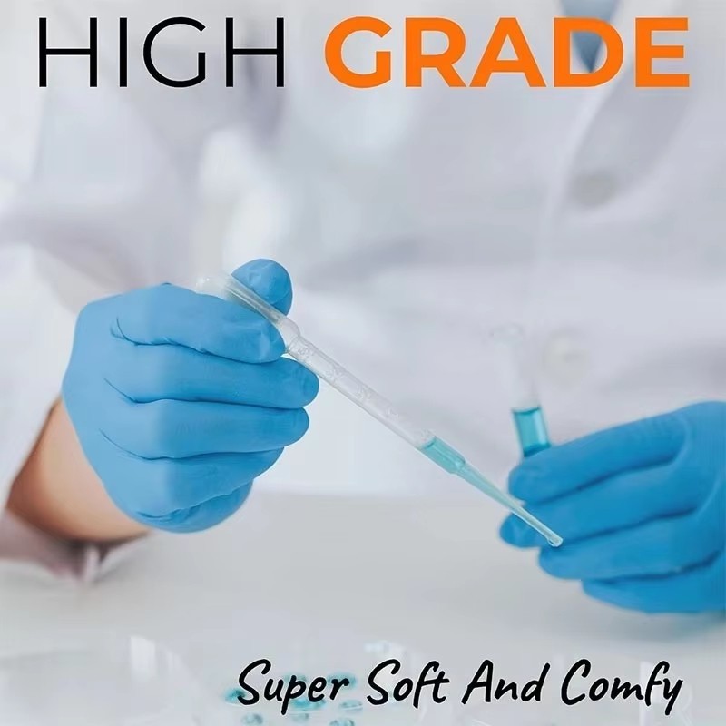 3-Mil Blue Nitrile Gloves – Anti-Slip Disposable Medical Grade Latex Free 10-100