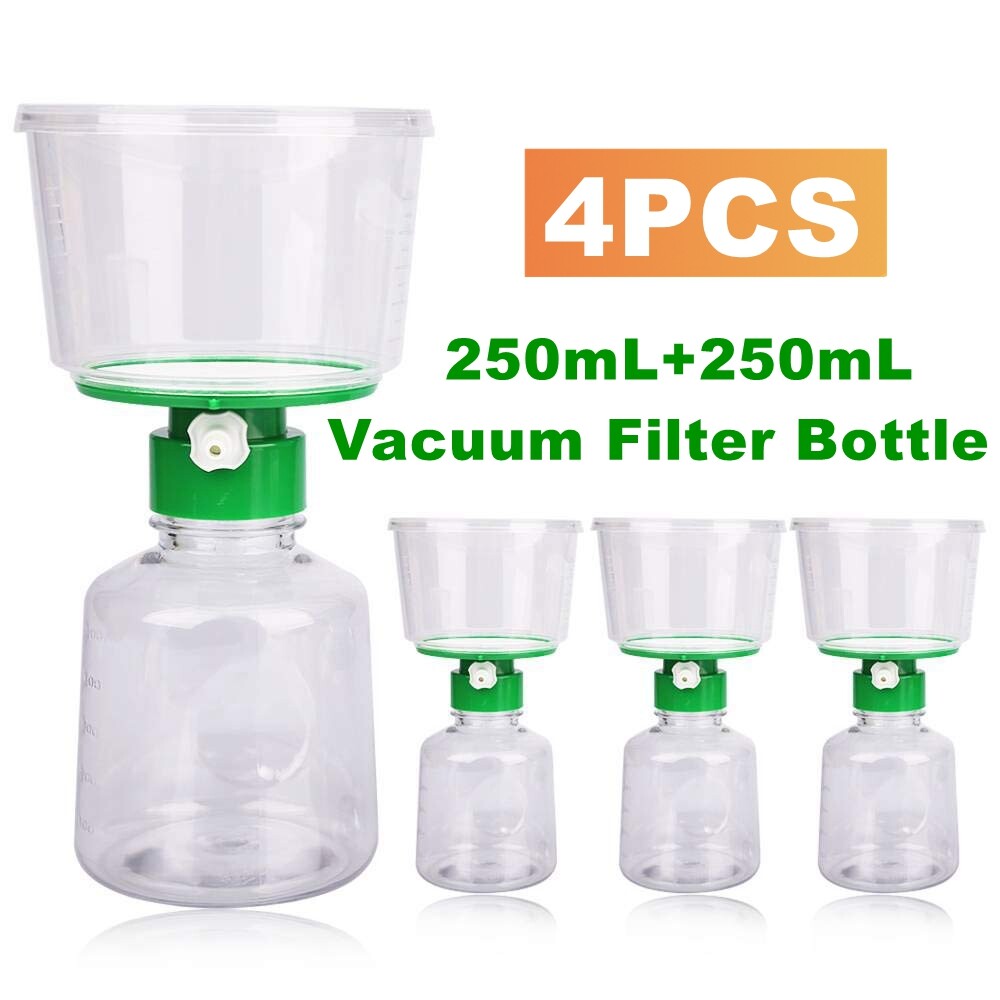 4PCS 250mL Disposable Sterile Vacuum Filter Units Bottle Top PES Membrane 0.22μm