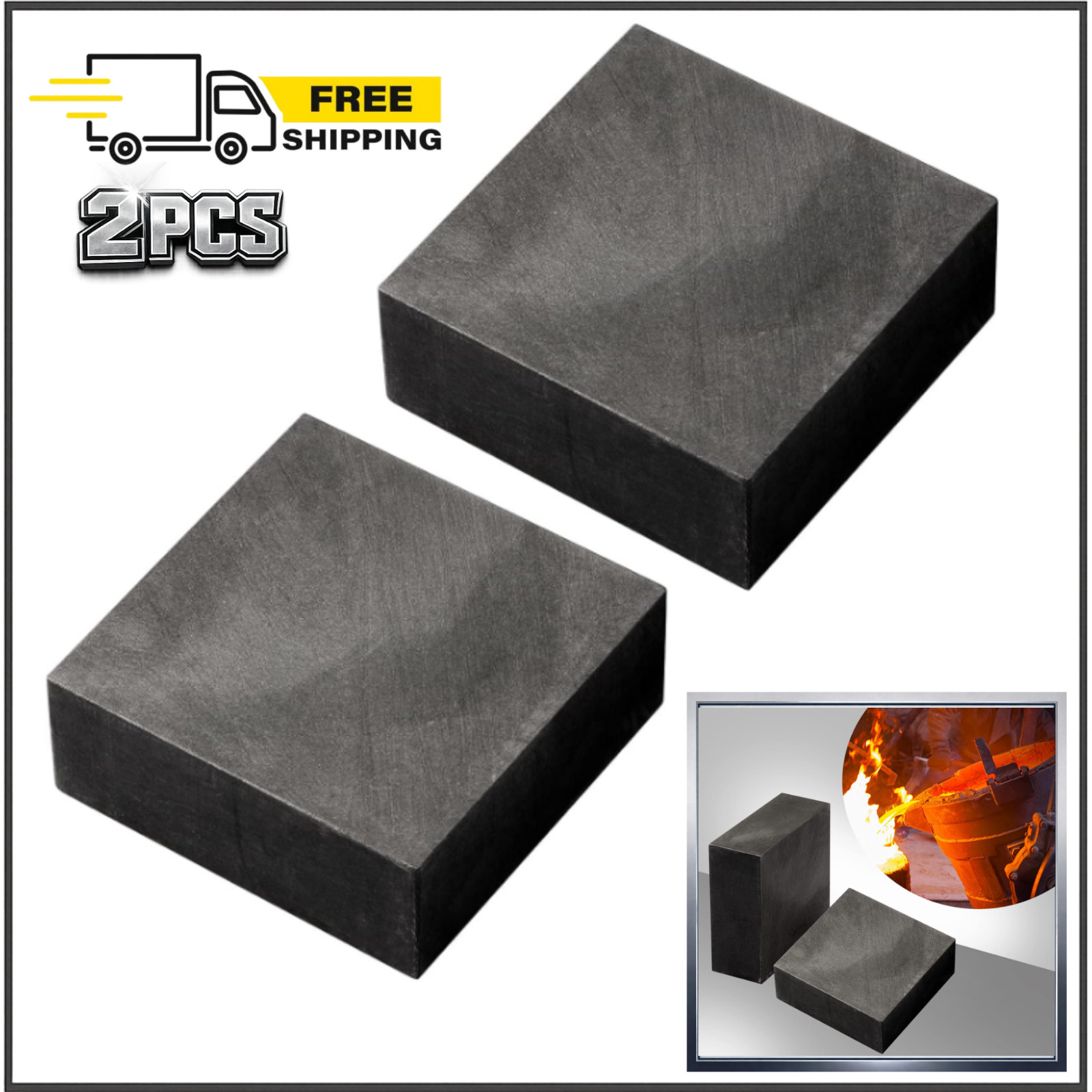 2PCS High Purity 99.9% Graphite Ingot Block EDM Milling Casting Mold Sheet