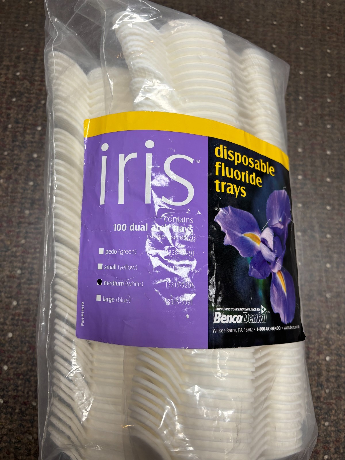 IRIS FT-M Double Arch Dental Fluoride Trays Medium White Pk/100