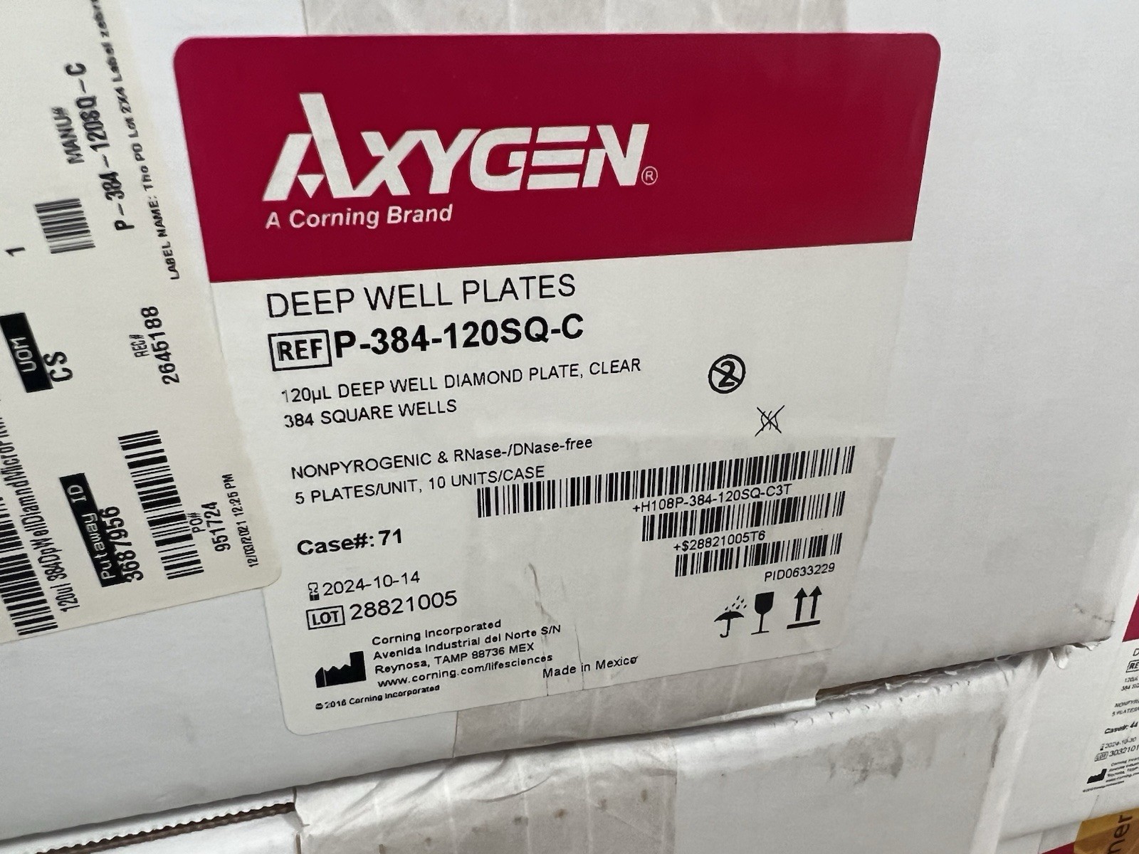 Axygen P-384-120SQ-C 384 Square Deep Well, 120ul, 50/box
