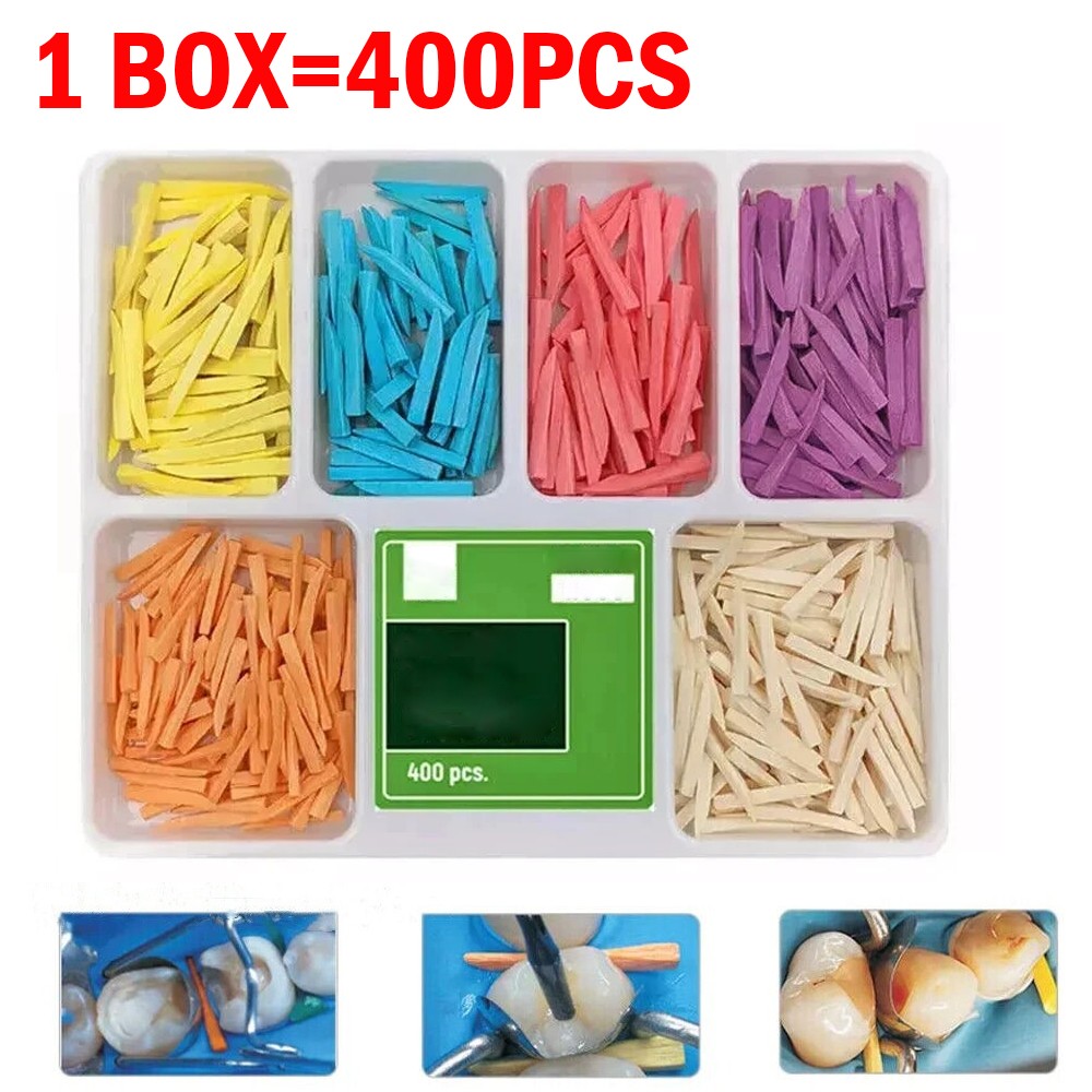 400Pcs Dental Disposable Wooden Wedges Interdental Restoration Fixing Wedge