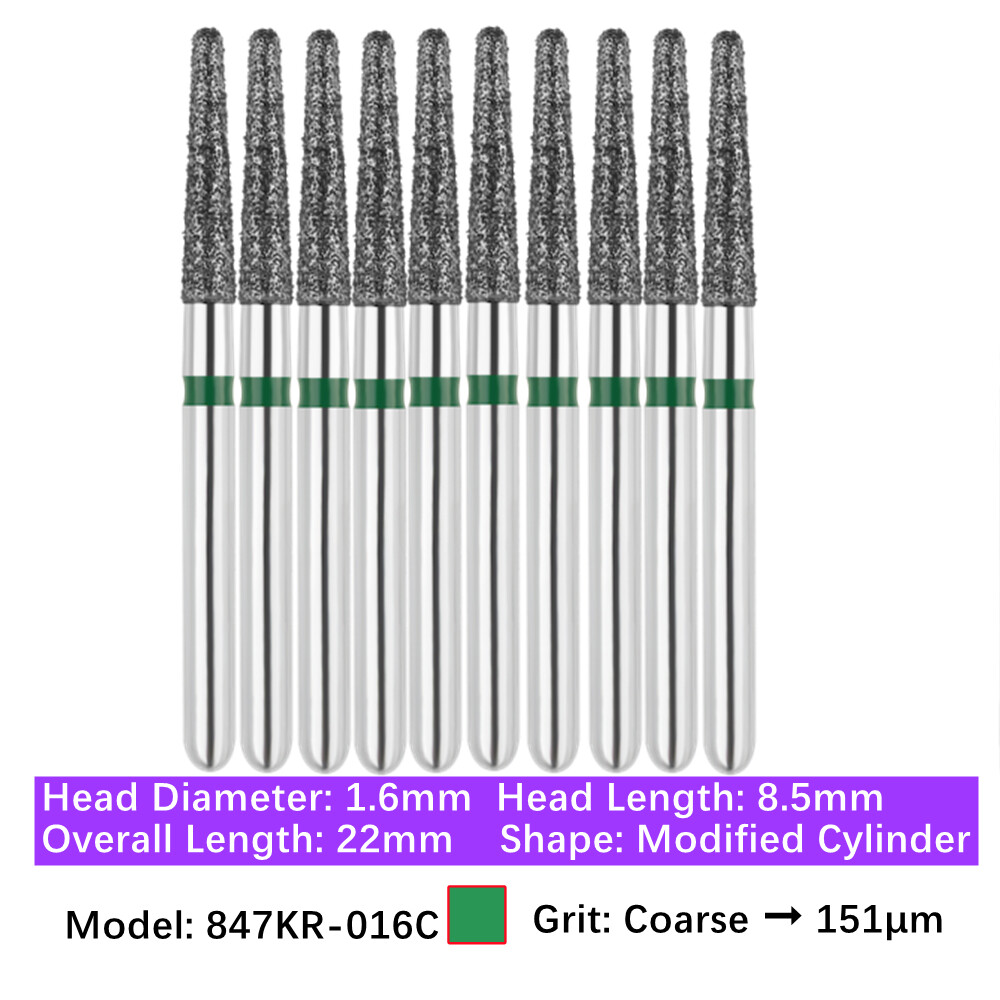 10pc Dental High Speed Diamond Burs Flat End Taper Friction Grip Polishing Burs