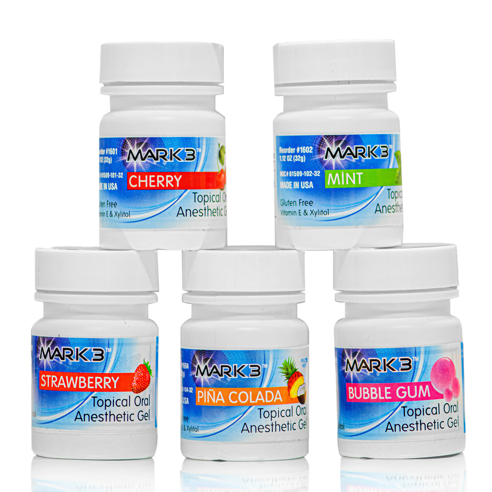 5X Mark3 Dental Topical Anesthetic Gel 20% Benzocaine 1OZ Jar USA Multi-Flavors