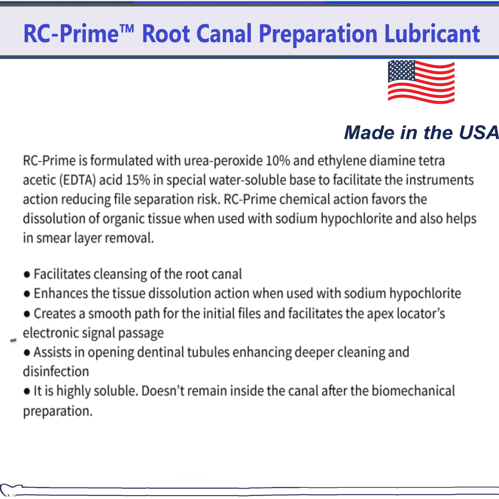 Dental Pac-Dent RC Prime Root Canal Prep Cream 1/5 x 3cc Syringes, 50 tips USA