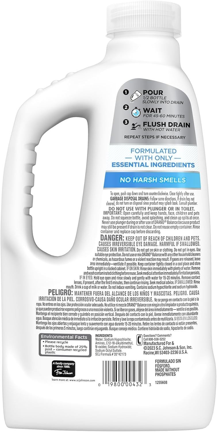 Drano Balance Drain Clog Remover and Cleaner, 32 Fl Oz (Pack of 1)