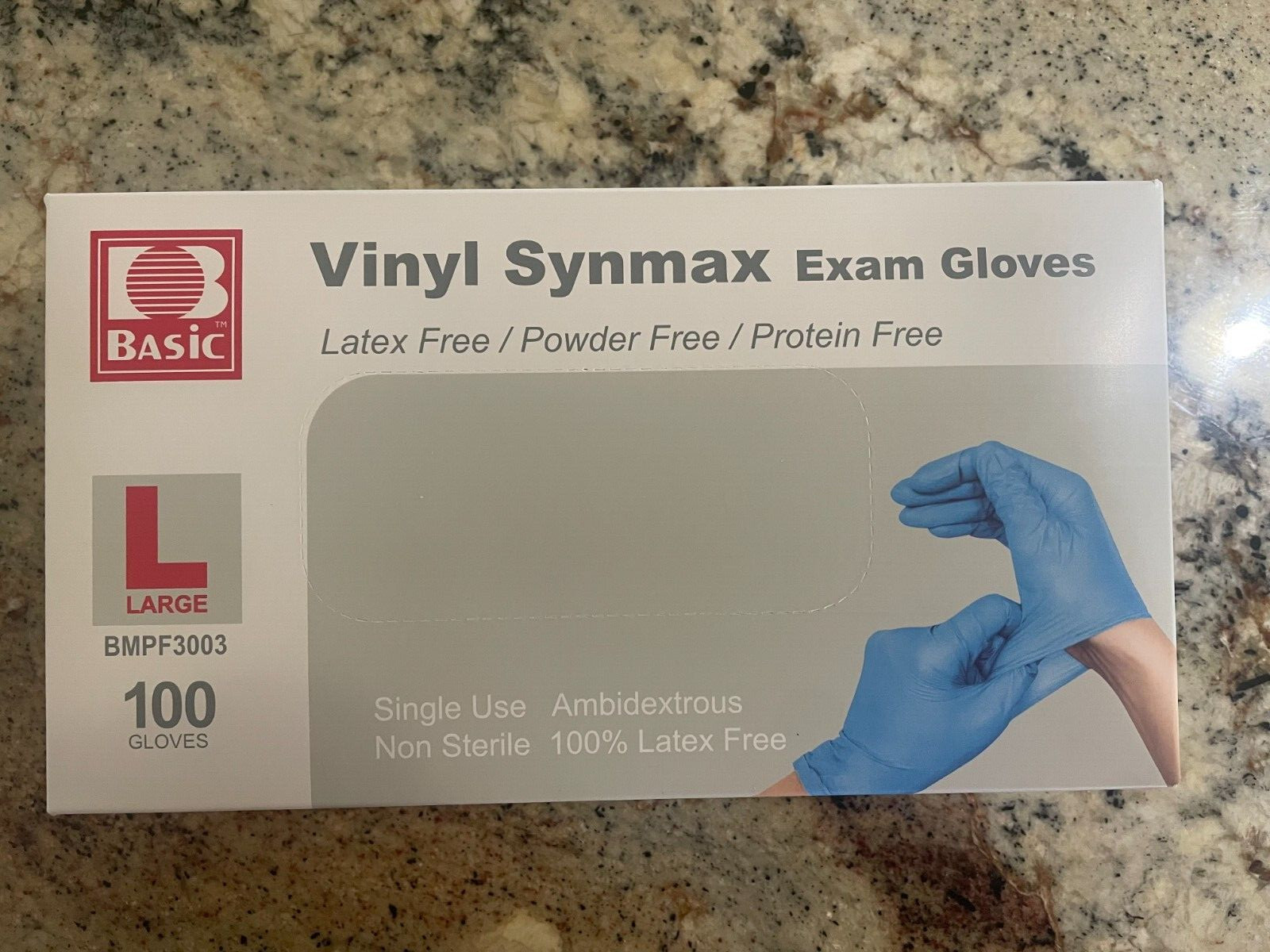 Basic Vinyl Synmax exam gloves (size large)