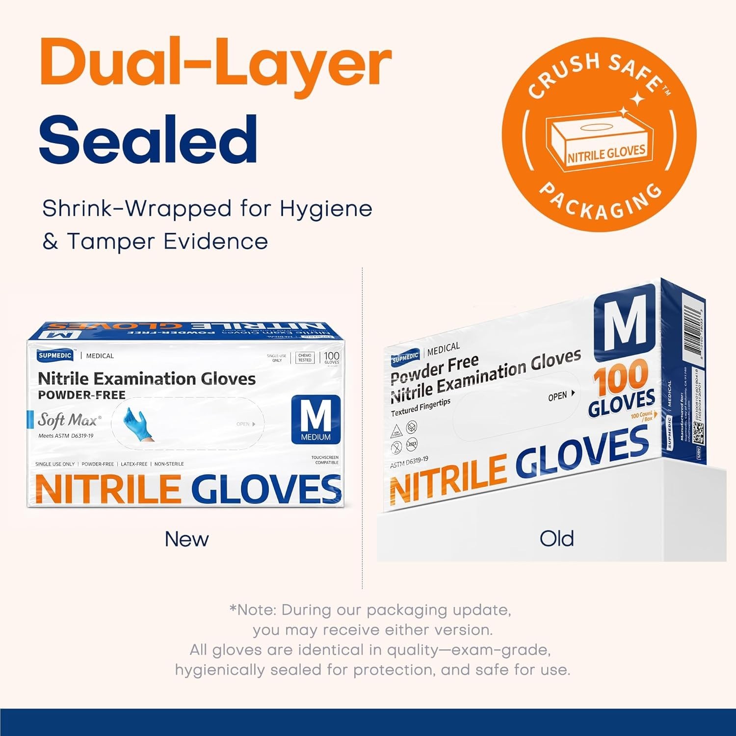 Medium Blue Nitrile Exam Gloves 100 Count – Powder-Free, Allergy Safe & Durable