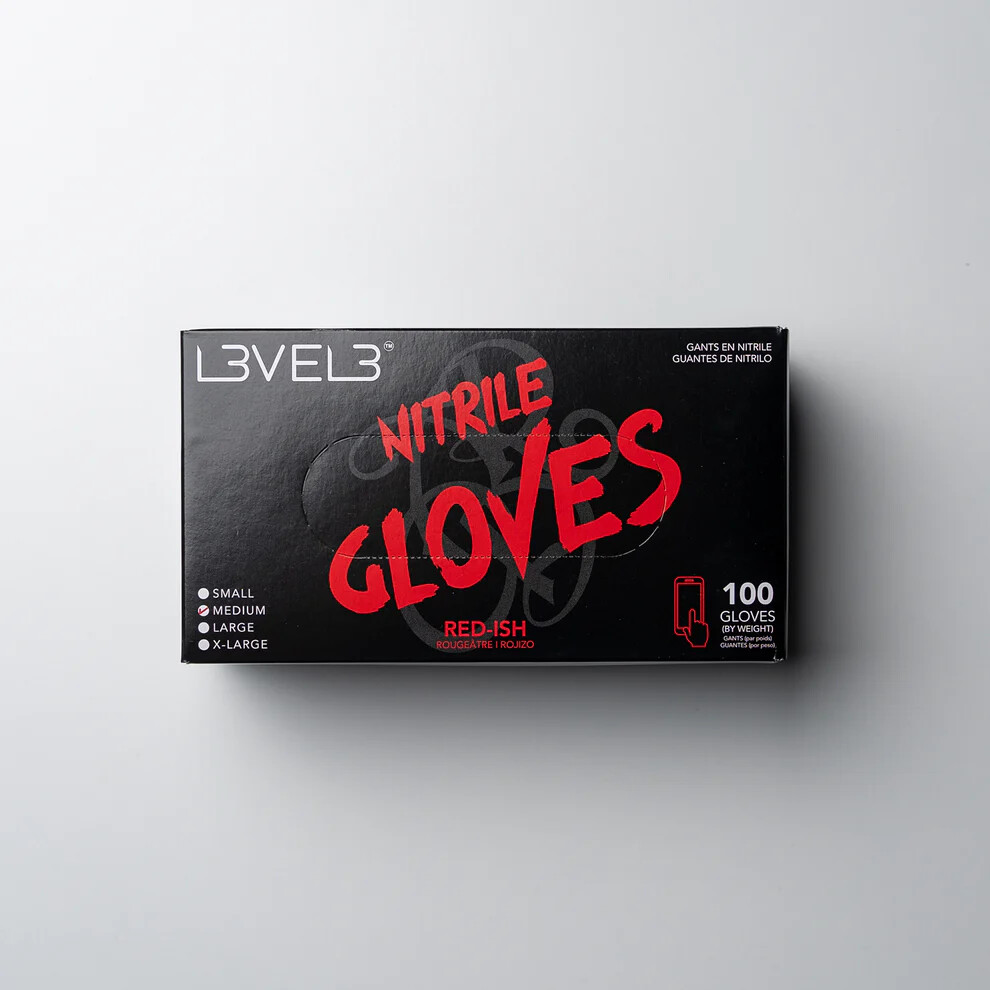 Level 3 Professional Nitrile Gloves S,M,L Available Red-Ish Color 100 Pack NEW