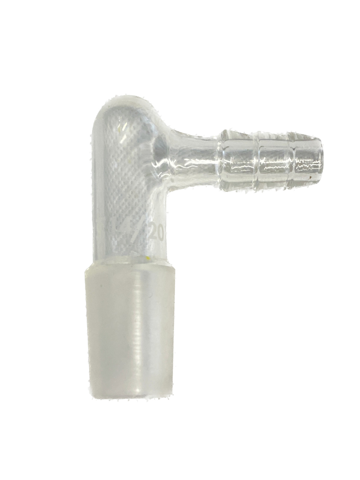 Chemglass Glass 14/20 90° Bent Angled Inlet Adapter w/ 10mm Hose Connection